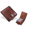 Mens Vintage PU Leather Slim Wallet with Snap Coin Pocket and Zipper Detail