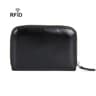 Leather RFID Blocking Accordion Card Holder with Multi Slot Zipper Design