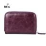 Leather RFID Blocking Accordion Card Holder with Multi Slot Zipper Design