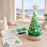 DIY Sea Glass Christmas Tree Craft Kit with Starfish Topper for Coastal Holiday Decor