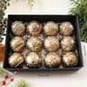 12 Pack Vintage Christmas Ball Ornaments with Embossed Design