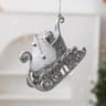 Glitter Christmas Sleigh Ornaments with Mini Trees and Hanging Cord
