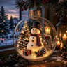 Lighted Christmas Ball Ornament with Santa Diorama and Warm Glow