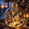 Lighted Christmas Ball Ornament with Santa Diorama and Warm Glow