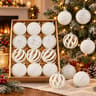 12 Piece Flocked Christmas Ornament Balls with Velvet Finish