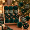 12 Piece Flocked Christmas Ornament Balls with Velvet Finish