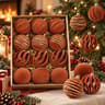 12 Piece Flocked Christmas Ornament Balls with Velvet Finish