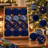 12 Piece Flocked Christmas Ornament Balls with Velvet Finish