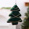 Velvet Rhinestone Christmas Tree Ornament with Braided Trim and Hanging Cord