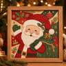 DIY Christmas Fabric Art Kit with Wooden Frame and Crafting Tools