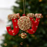 Christmas Tree Ornaments with Glitter Accents and Hanging Bells