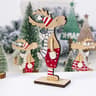 Wooden Christmas Elk Ornament Painted Holiday Table Decoration