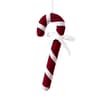 Velvet Candy Cane Christmas Tree Ornament with Glitter and Flocked Trim