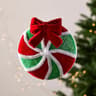 Colorful Plush Lollipop Christmas Ornament with Glitter and Red Bow
