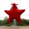 11 Inch Plush Velvet Christmas Tree Star Topper with Bow