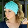 Soft Knit Ponytail Beanie baby blue