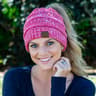 Soft Knit Ponytail Beanie pink confetti