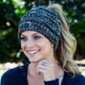 Soft Knit Ponytail Beanie black and white