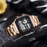 Men Digital Watch Stainless Steel Strap, Waterproof Countdown Sport Watches, LED Electronic Wristwatch for Gift