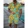 Summer Men Tracksuit Set Duck Panda 3D Print Oversized Streetwear Short Sleeve Zipper Polo Shirt & Shorts