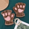 Lovely Plush Cat Paw Gloves Warm Fingerless Mittens Soft Fluffy Bear Claw Costume Short Half Finger 6