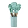 EliteChef Piece Silicone Kitchen Utensils Set with Wooden Handles for Non Stick Cookware