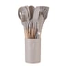 EliteChef Piece Silicone Kitchen Utensils Set with Wooden Handles for Non Stick Cookware