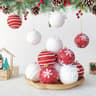 Christmas Ball Ornaments 6pcs 8cm, Red White Hanging Tree Decorations, Holiday New Year Navidad Home Decor