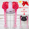 Twist Dual Pigtail Wig for Motorcycle Helmet, Women Braided Hairpiece with Sucker Attachment for Motorbike Helmets