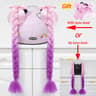 Twist Dual Pigtail Wig for Motorcycle Helmet, Women Braided Hairpiece with Sucker Attachment for Motorbike Helmets