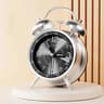 Twin Bell Loud Alarm Clock With Metal Frame And 3D Dial Battery Operated Desk Table Clock With Back 9