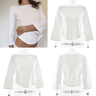 Lace Trim Balletcore Slim Tee For Women Soft Minimalist White Spring Summer Top 1