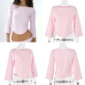 Lace Trim Balletcore Slim Tee For Women Soft Minimalist White Spring Summer Top 2