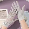 Elegant Lady Thin Gloves for Bridal Wedding, Breathable Driving & Touchscreen Short Gloves with Lace Bow for Bride