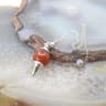 Natural Rose Quartz Labradorite Pendulum for Dowsing Divination, Crystal Cone Pendant with Round Beads Stone Chain