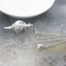 Natural Rose Quartz Labradorite Pendulum for Dowsing Divination, Crystal Cone Pendant with Round Beads Stone Chain