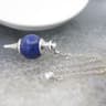 Natural Rose Quartz Labradorite Pendulum for Dowsing Divination, Crystal Cone Pendant with Round Beads Stone Chain