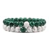 Natural Tiger Stone and Onyx Beaded Couple Bracelets Set