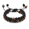 Natural Tiger Stone and Onyx Beaded Couple Bracelets Set