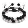 Natural Tiger Stone and Onyx Beaded Couple Bracelets Set