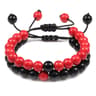 Natural Tiger Stone and Onyx Beaded Couple Bracelets Set