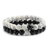 Natural Tiger Stone and Onyx Beaded Couple Bracelets Set