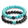 Natural Tiger Stone and Onyx Beaded Couple Bracelets Set