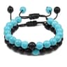Natural Tiger Stone and Onyx Beaded Couple Bracelets Set