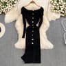 Womens Off Shoulder Knitted Bodycon Dress with Long Sleeves and Front Slit