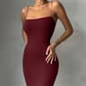 Womens Sleeveless Midi Dress with Spaghetti Straps and Slim Fit
