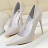 Womens Pointed Toe Stiletto Pumps Slip On High Heels for Weddings and Parties