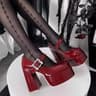 Womens Platform Mary Jane Pumps With Chunky High Heels And Buckle Strap 6