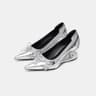Womens Pointed Toe Mary Jane Pumps With Bow Detail And Sculptural Heels 6