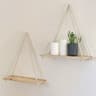 Wooden Hanging Swing Shelf with Hemp Rope for Plants and Home Decor
